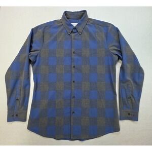Mizzen Main Shirt Mens L Trim‎ Fit Leeward Performance Stretch Blue Gray Check